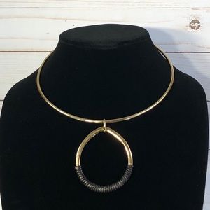 NWT Robert Lee Morris Gold Choker with Gold/Black Leather Enhancer